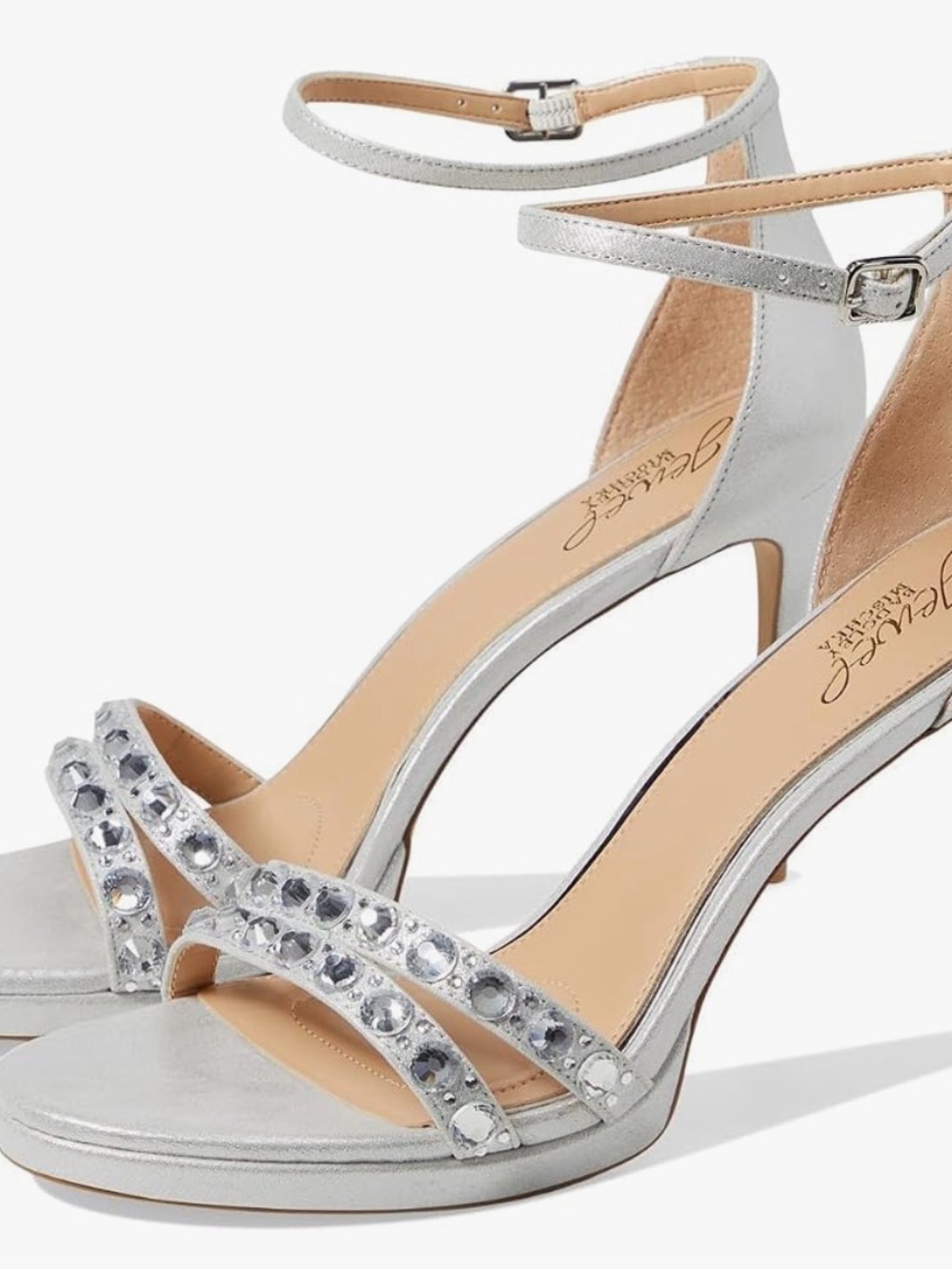 Badgley Mischka Jewel Shoes High Hustle Stiletto High Heels Silver Metallic 9.5